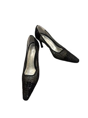 Caparros Black Sequin Elegant Corporate Goth 80-90’s Era Pointed Toe Heels 9.5